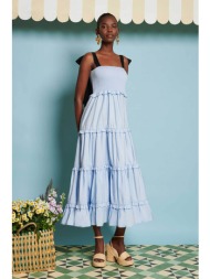sister jane γυναικείο φόρεμα midi με βολάν `grapefruit bow` - drd473ble γαλάζιο