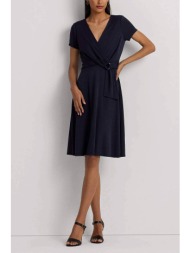 lauren ralph lauren γυναικείο midi φόρεμα μονόχρωμο με κρίκο στο πλάι - 250868161004 σκούρο μπλε