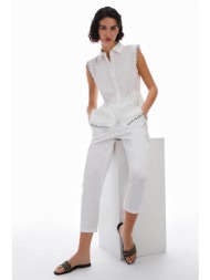 pennyblack γυναικείο αμάνικο πουκάμισο με κυματιστό σχέδιο `virtus` - 2411111044200 λευκό