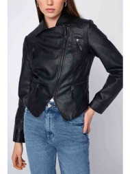 `ale γυναικείο jacket με leather effect - 8917373 μαύρο