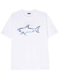 paul&shark ανδρικό t-shirt μονόχρωμο με print - 24411101 λευκό