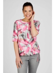 rabe γυναικεία μπλούζα με all-over abstract print και κορδόνι στο τελείωμα - 52-213351 φούξια