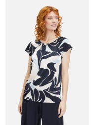 betty barclay γυναικεία μπλούζα με all-over abstract print και σχέδιο με σούρες - 8682/2459 λευκό - 
