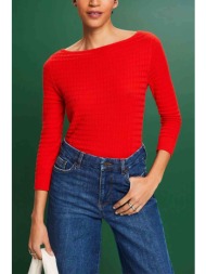 esprit γυναικεία πλεκτή μπλούζα structured με 3/4 μανίκι straight fit - 014ee1i310 κόκκινο