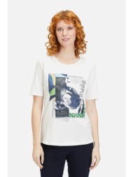 betty barclay γυναικεία βαμβακερή μπλούζα με contrast print και rhinestones - 2043/1881 κρέμ