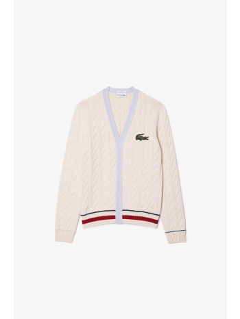 lacoste unisex πλεκτή ζακέτα με cable knit pattern και