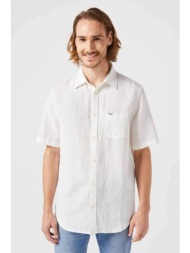 wrangler® ανδρικό κοντομάνικο πουκάμισο με τσέπη και λογότυπο - 112352187 λευκό