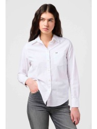 wrangler® γυναικείο πουκάμισο με τσέπη και λογότυπο regular fit - 112350323 λευκό