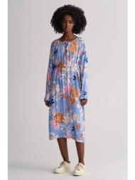 gant γυναικείο midi φόρεμα με floral print και δέσιμο στη λαιμόκοψη relaxed fit - 4503239 γαλάζιο