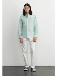 maison labiche ανδρικό πουκάμισο button down με ριγέ σχέδιο και τσέπη με λογότυπο `bonne graine` - s