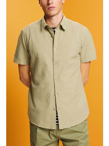 esprit ανδρικό κοντομάνικο πουκάμισο button down μονόχρωμο σε προσφορά