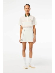 lacoste γυναικεία mini φούστα με 3 colorful logos flared cut - jf5572 λευκό