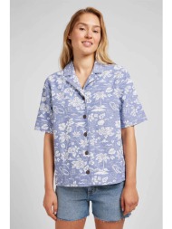 lee® γυναικείο πουκάμισο με all-over print regular fit `camp` - 112350267 γαλάζιο