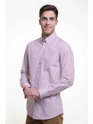 the bostonians ανδρικό πουκάμισο button down με ριγέ σχέδιο και κεντημένο λογότυπο στο μανίκι - ays4