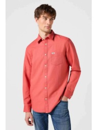 wrangler® ανδρικό πουκάμισο με τσέπη και λογότυπο regular fit - 112352185 κοραλί