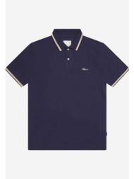 at.p.co ανδρική μπλούζα πόλο μονόχρωμη βαμβακερή με κεντημένο λογότυπο - a285p2pp1- σκούρο μπλε