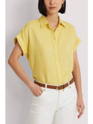 lauren ralph lauren γυναικείο λινό πουκάμισο μονόχρωμο με πιέτα πίσω - 200699152049 κίτρινο