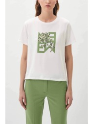emme by marella γυναικείο t-shirt βαμβακερό μονόχρωμο με contrast print - 2415971121 πράσινο