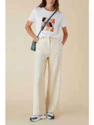 emme by marella γυναικείο t-shirt βαμβακερό με πολύχρωμο rhinestone σχέδιο - 2415971131 λευκό
