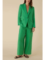 emme by marella γυναικείο σακάκι λινό μονόχρωμο με τσέπες μπροστά - 2415041042 πράσινο