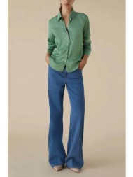 emme by marella γυναικείο πουκάμισο με σατέν όψη μονόχρωμο - 2415111131 πράσινο