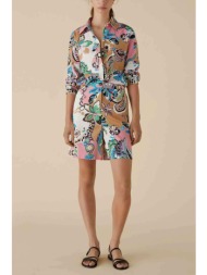 emme by marella γυναικείο πουκάμισο από λινάρι και βαμβάκι με πολύχρωμο pattern - 2415111192 καμηλό