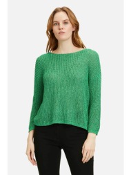 betty barclay γυναικείο πλεκτό πουλόβερ μονόχρωμο με ribbed τελειώματα - 5066/2490 πράσινο
