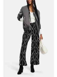 esprit γυναικείο παντελόνι ψηλόμεσο με γεωμετρικό σχέδιο wide leg - 014ee1b327 μαύρο