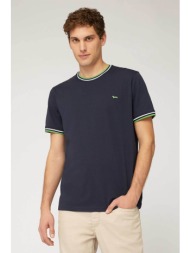 harmont & blaine ανδρικό t-shirt με λογότυπο και ριγέ λεπτομέρειες regular fit - irl188021223 μπλε σ