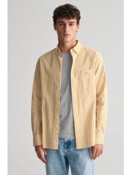 gant ανδρικό πουκάμισο button down με ριγέ σχέδιο και τσέπη με λογότυπο regular fit - 3240060 μουστα