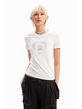 desigual γυναικείο βαμβακερό t-shirt μονόχρωμο με λογότυπο
