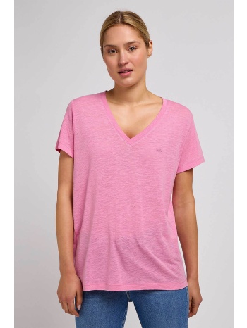 lee® γυναικείο t-shirt με v λαιμόκοψη και κεντημένο