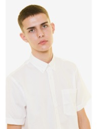 the bostonians ανδρικό κοντομάνικο πουκάμισο μονόχρωμο με button down γιακά - bap1655 λευκό