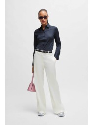 hugo boss γυναικείο παντελόνι μονόχρωμο με τσέπες και contrast logo label `ηalenar-1` - 50513797 λευ