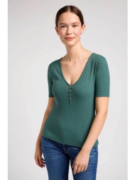 lee® γυναικεία μπλούζα με v λαιμόκοψη και κεντημένο λογότυπο `henley` - 112350211 πράσινο ανοιχτό
