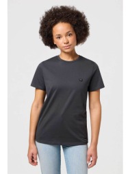 wrangler® γυναικείο βαμβακερό t-shirt μονόχρωμο με κεντημένες λεπτομέρειες `round` - 112350192 μαύρο