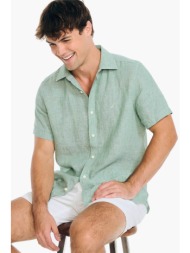 nautica ανδρικό λινό πουκάμισο με κοντό μανίκι - w38118 βεραμάν