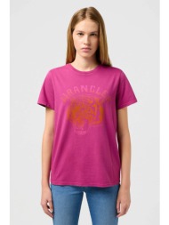 wrangler® γυναικείο t-shirt βαμβακερό με contrast logo και tiger`s head print - 112350283 φούξια