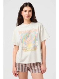 wrangler® γυναικείο t-shirt μονόχρωμο βαμβακερό με πολύχρωμο print `girlfriend` - 112351917 λευκό