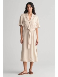 gant γυναικείο midi φόρεμα σεμιζιέ με flap τσέπες και ζώνη relaxed fit - 4503308 μπεζ
