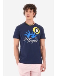 la martina ανδρικό t-shirt μονόχρωμο βαμβακερό με contrast print `yasser` - ymr317-js395 μπλε σκούρο