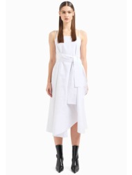 armani exchange γυναικείο φόρεμα midi ποπλίνα με φιόγκο - 3dya28yn4rz λευκό