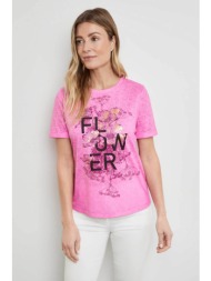 gerry weber γυναικείο t-shirt με floral print - 270041-44040 ροζ