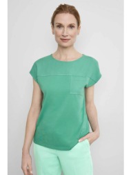 gerry weber γυναικείο t-shirt με τσέπη και διακοσμητικές πέτρες casual fit - 270043-44042 πράσινο