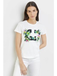 gerry weber γυναικείο t-shirt με floral print - 370222-35042 λευκό