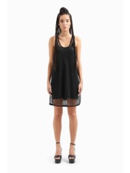 armani exchange γυναικείο φόρεμα mini με διάτρητο ύφασμα και στρας - 3dya85yjntz μαύρο