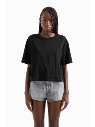 armani exchange γυναικείο t-shirt μονόχρωμο βαμβακερό με print - 3dyt33yj8xz μαύρο