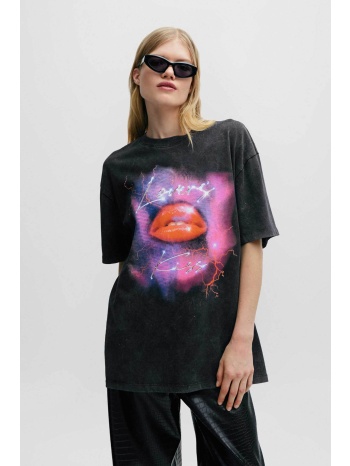 hugo boss γυναικείο t-shirt βαμβακερό μονόχρωμο με contrast
