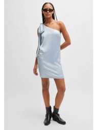 hugo boss γυναικείο mini φόρεμα μονόχρωμο με ασύμμετρη λαιμόκοψη `κaliya-1` - 50510445 γαλάζιο