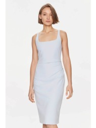 hugo boss γυναικείο mini φόρεμα μονόχρωμο με διακοσμητική αλυσίδα πίσω `κanke` - 50511458 γαλάζιο